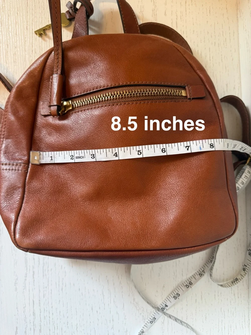 Fossil Cognac Leather Megan Mini Backpack
